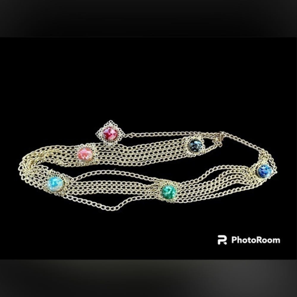 Chain belt with lovely station stones in multi color